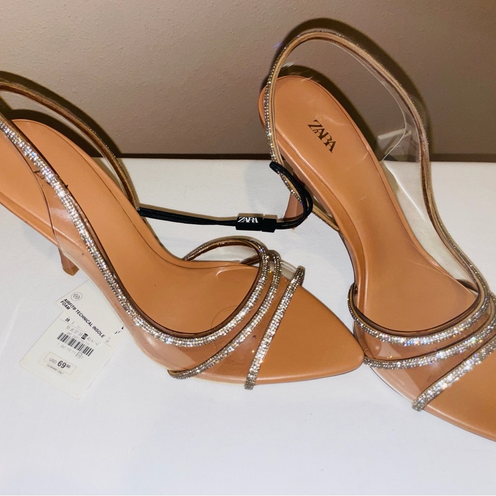 Zara Women's Tan Strappy Heels